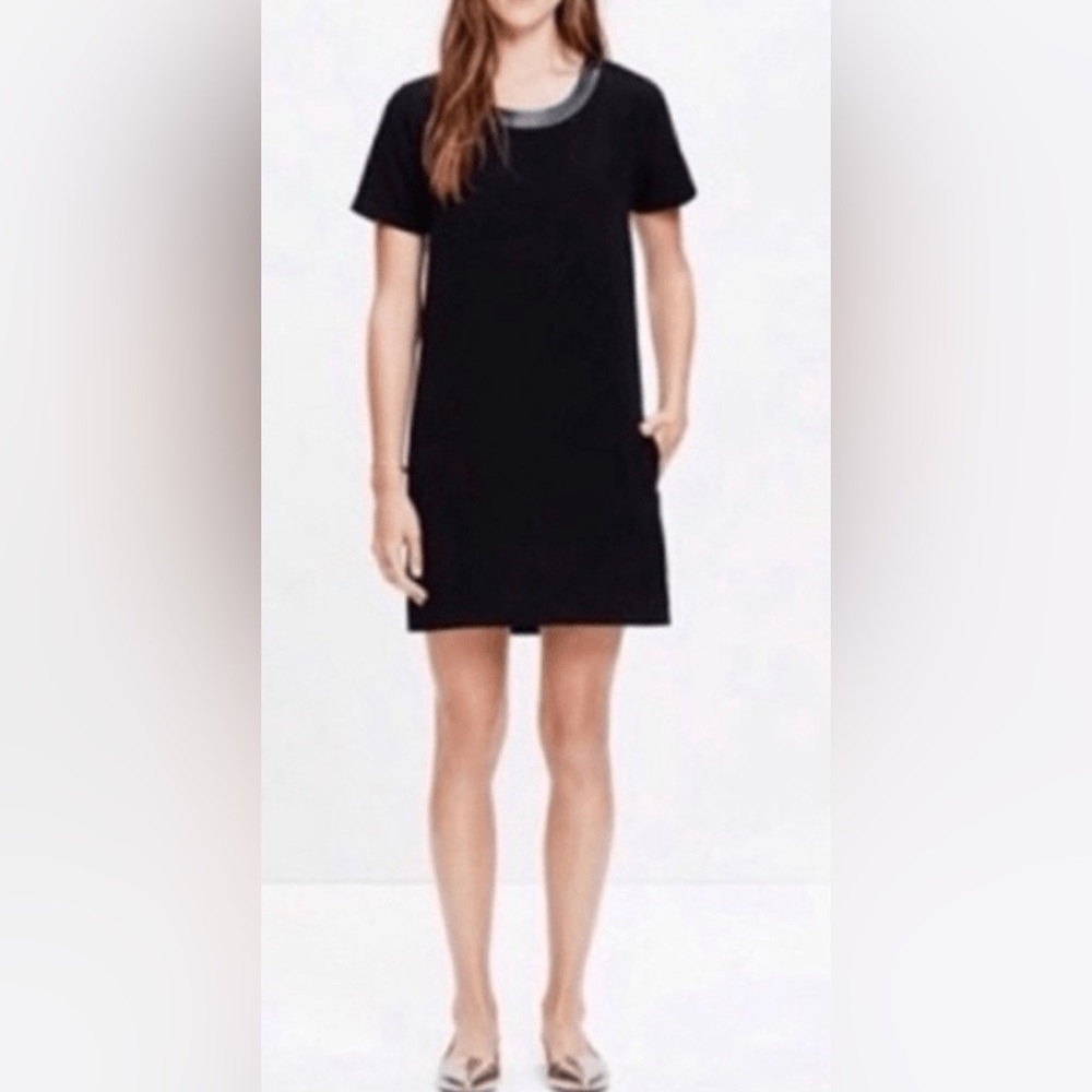Madewell Leather Trim Shift Dress